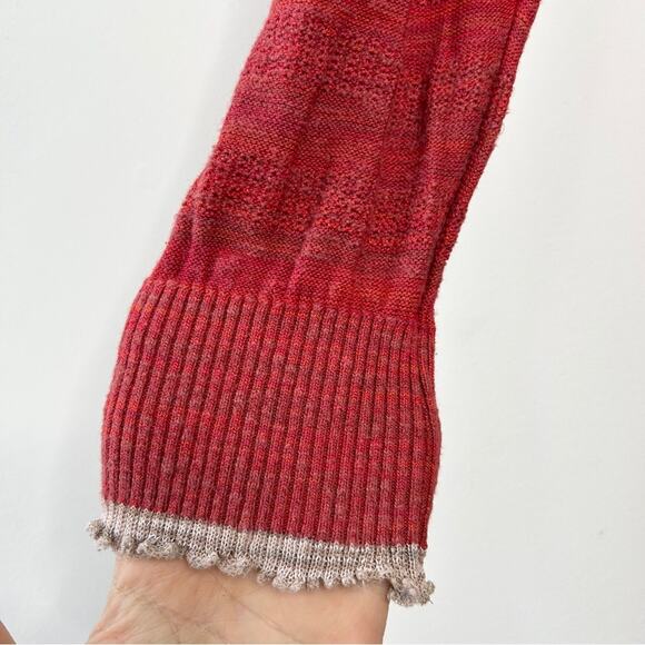 FREE PEOPLE Sweater Dress Size Medium Red Knit Ruffles Boho Indie Fall Country - Picture 5 of 10